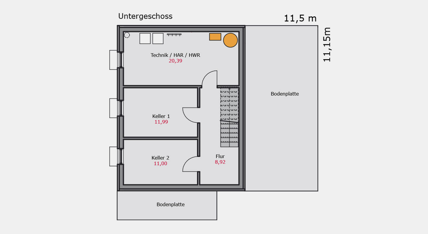 Grundriss – Einfamilienhaus e.130 UG
